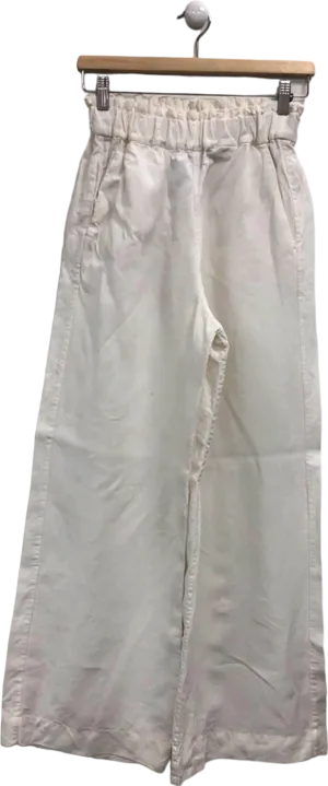 Casa Raki White Linen Wide Leg Trousers UK S
