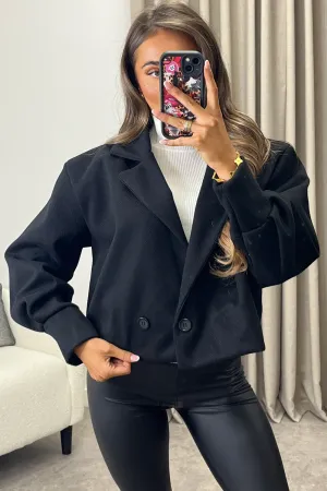 Devyn Black Striped Wool Look Button Up Trench Jacket