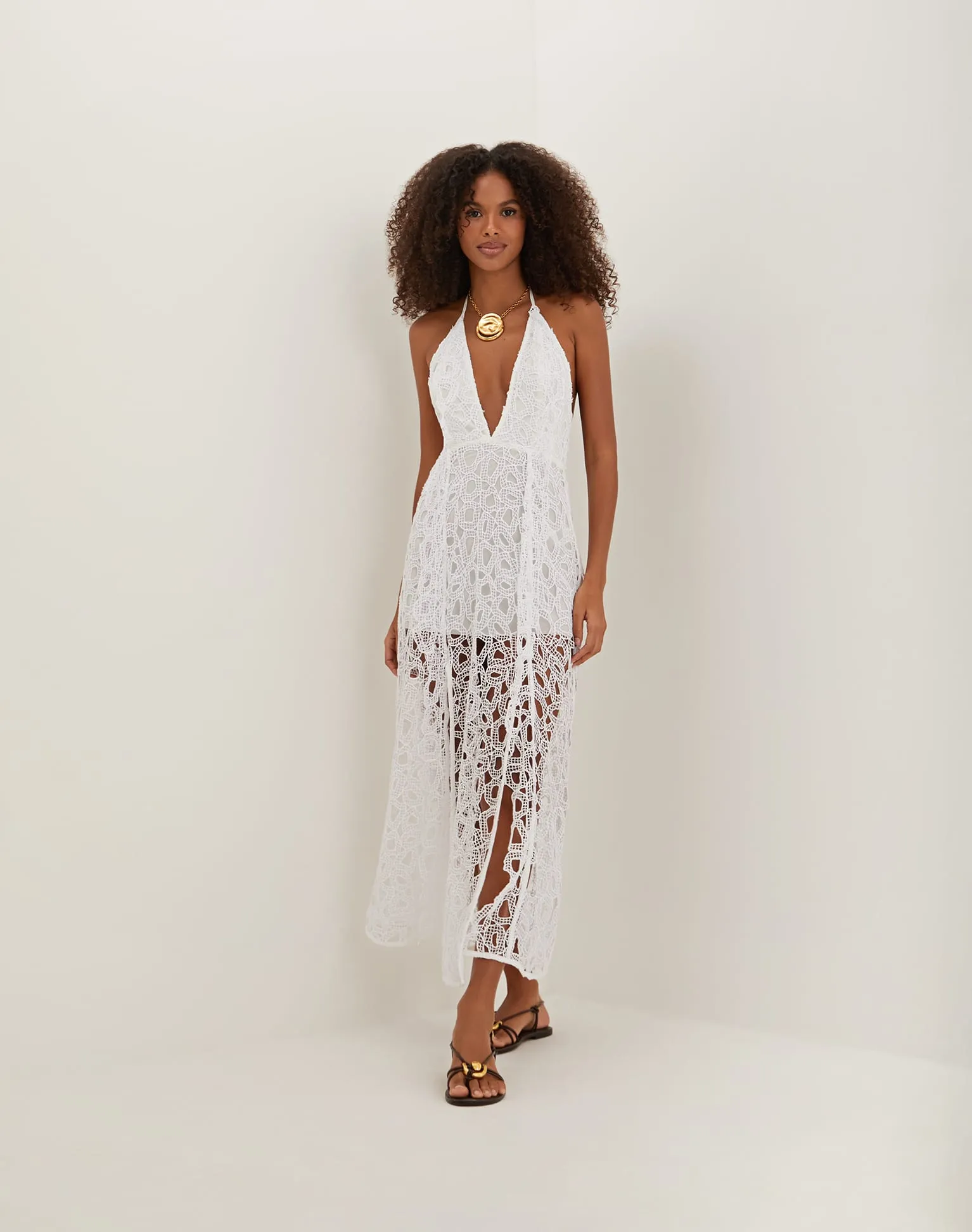 Eyelet Joelle Midi Dress - Off White