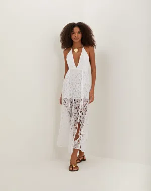 Eyelet Joelle Midi Dress - Off White
