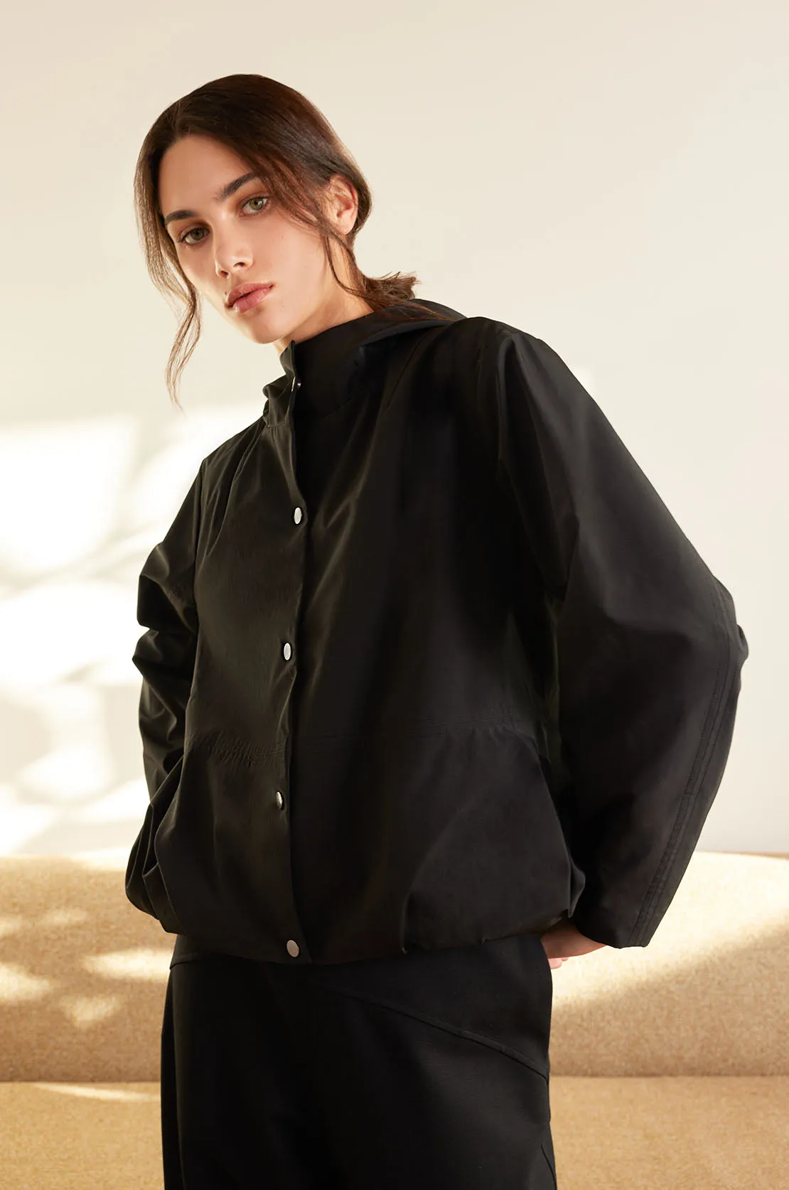 finish hooded jacket / black