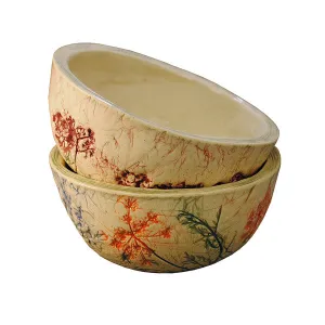 Floral Fossil Pottery Bowl