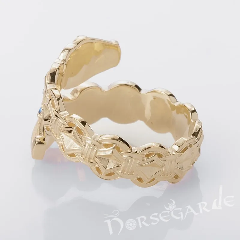Handcrafted Jormungandr Gemmed Band - Gold with Gem