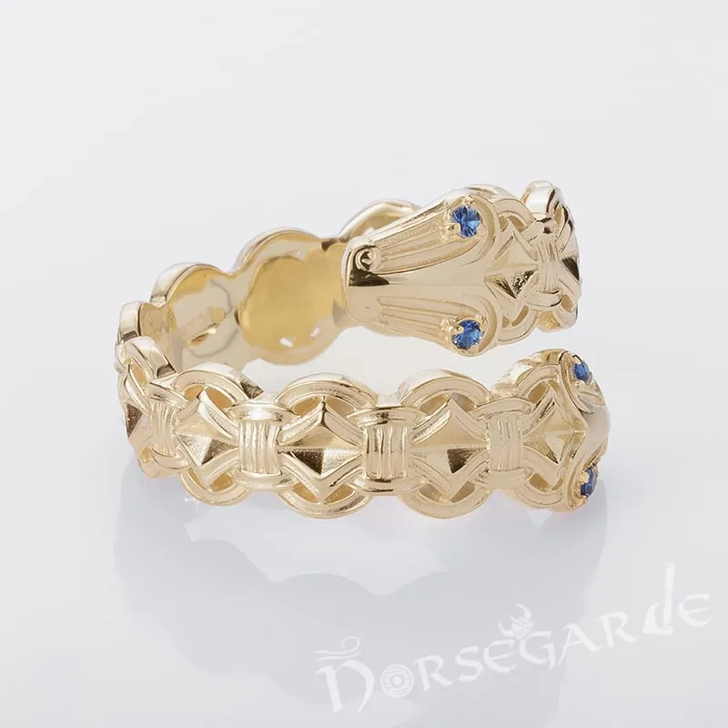 Handcrafted Jormungandr Gemmed Band - Gold with Gem