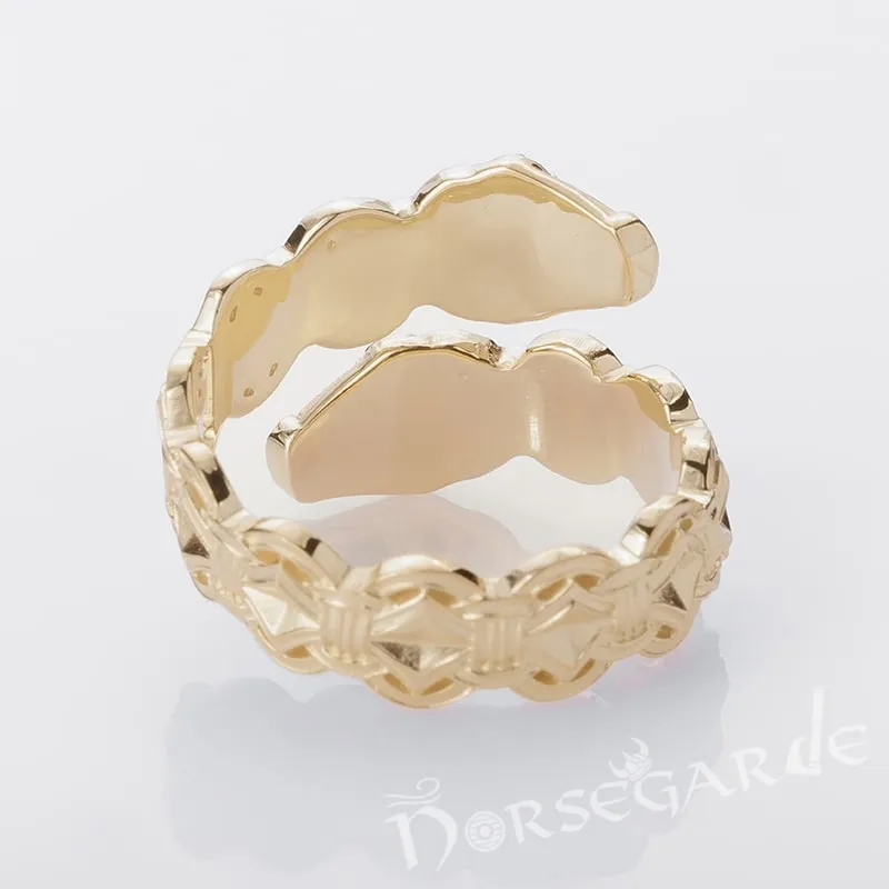 Handcrafted Jormungandr Gemmed Band - Gold with Gem