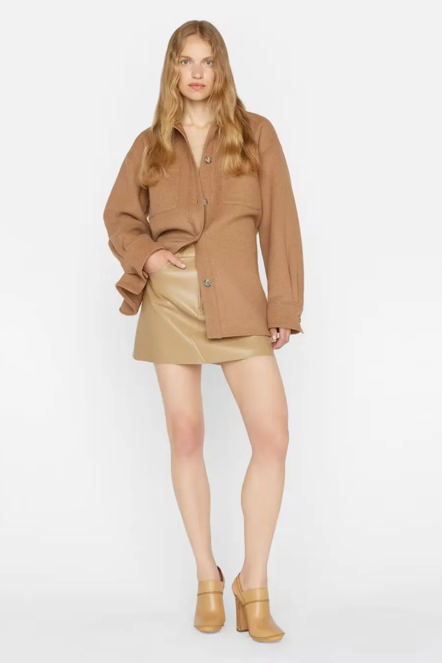 High 'N' Tight Recycled Leather Skirt Camel