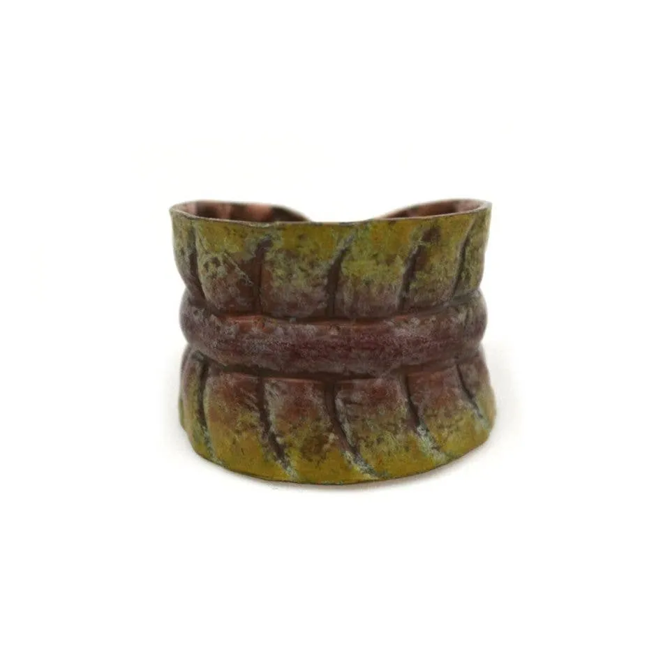 Long Leaf Copper Patina Ring