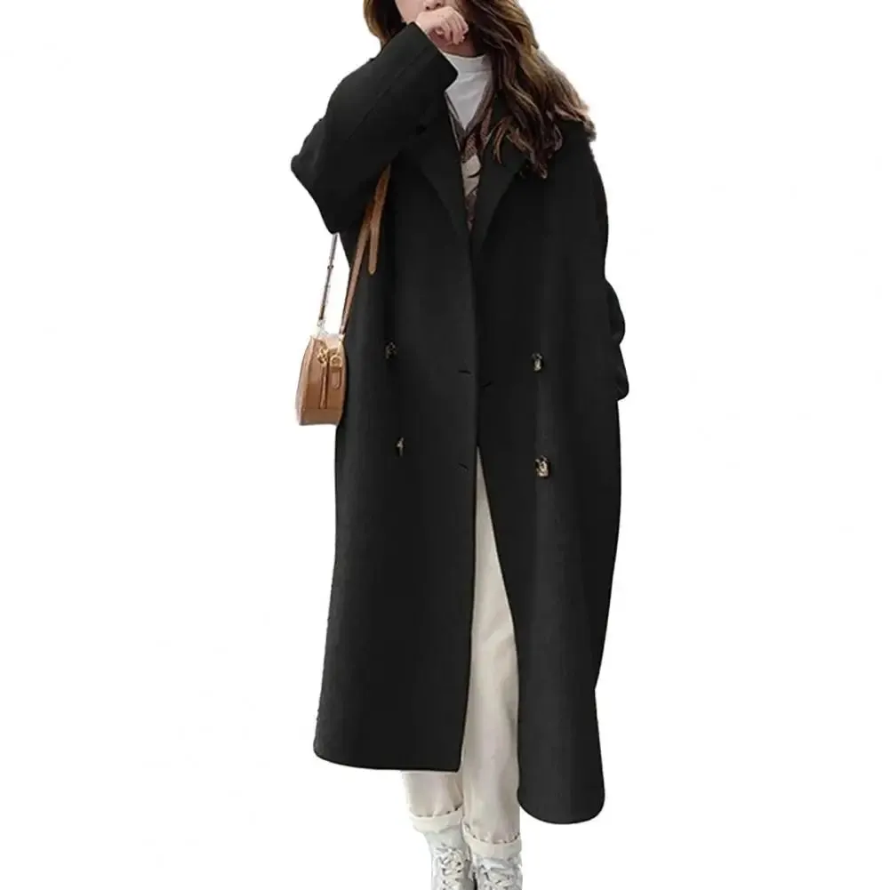 LVSANW Women Woolen Coat Double-Breasted Autumn Winter New Fashion Loose Long Trench Coat Retro Loose Female Overcoat Ladies Windbreak