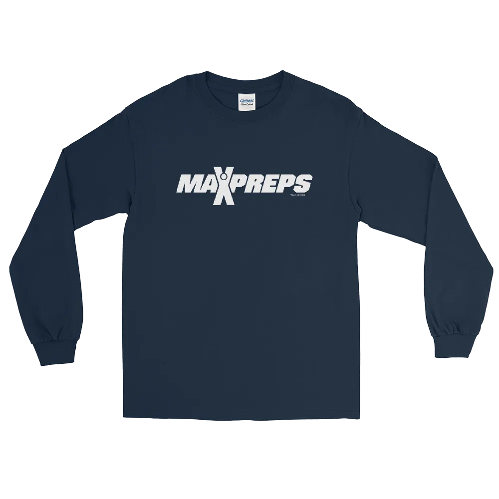 MaxPreps Logo White Adult Long Sleeve T-Shirt