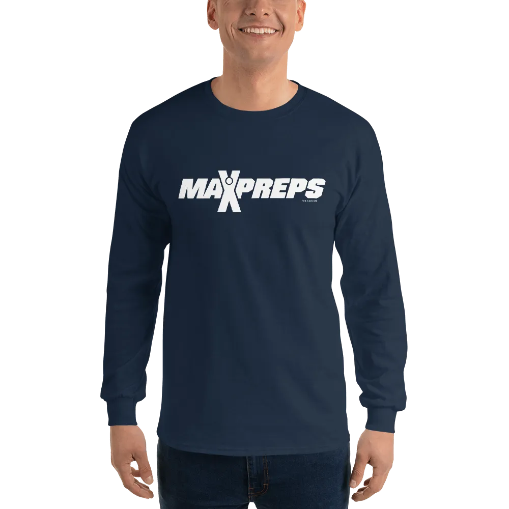 MaxPreps Logo White Adult Long Sleeve T-Shirt