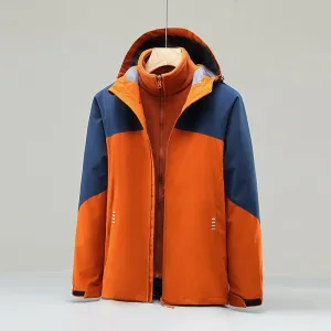 Plush Thickened 3 In 1 Ski Suit Wind Proof Fleece Coat Mountaineering Suit