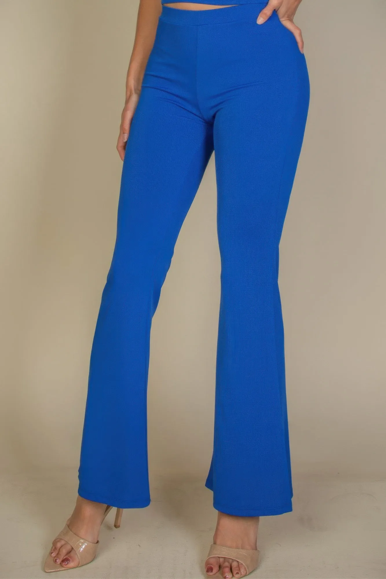 Solid Color High Waisted Flare Pants