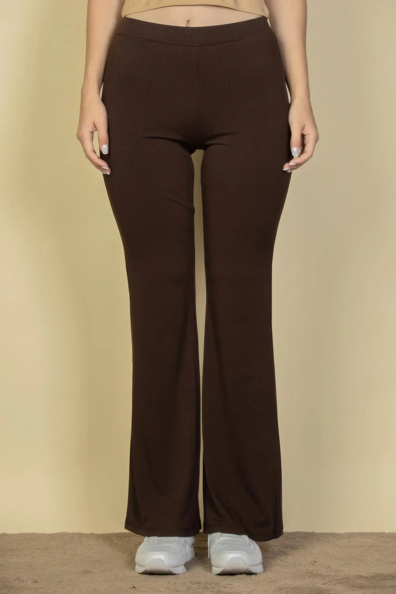 Solid Color High Waisted Flare Pants