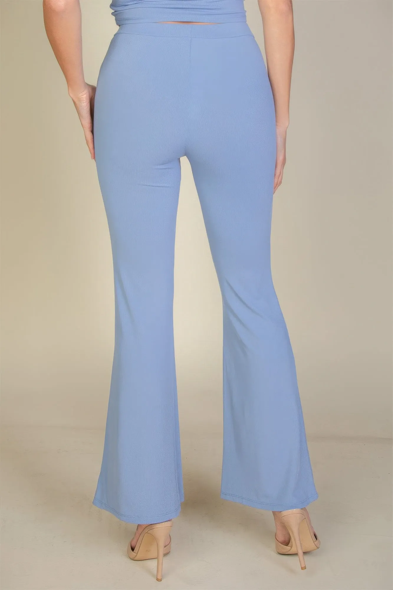 Solid Color High Waisted Flare Pants