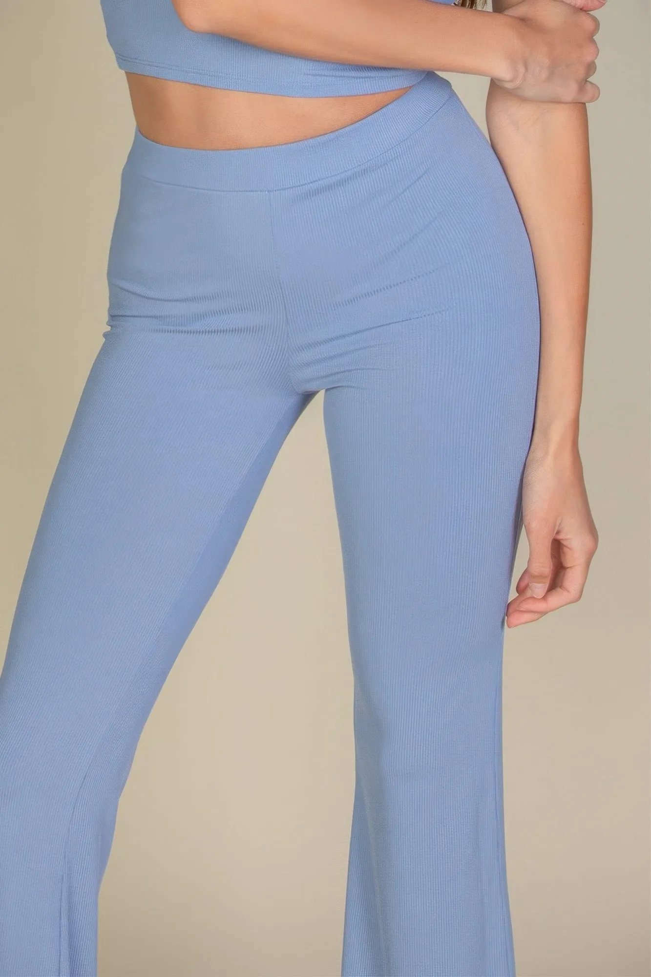 Solid Color High Waisted Flare Pants