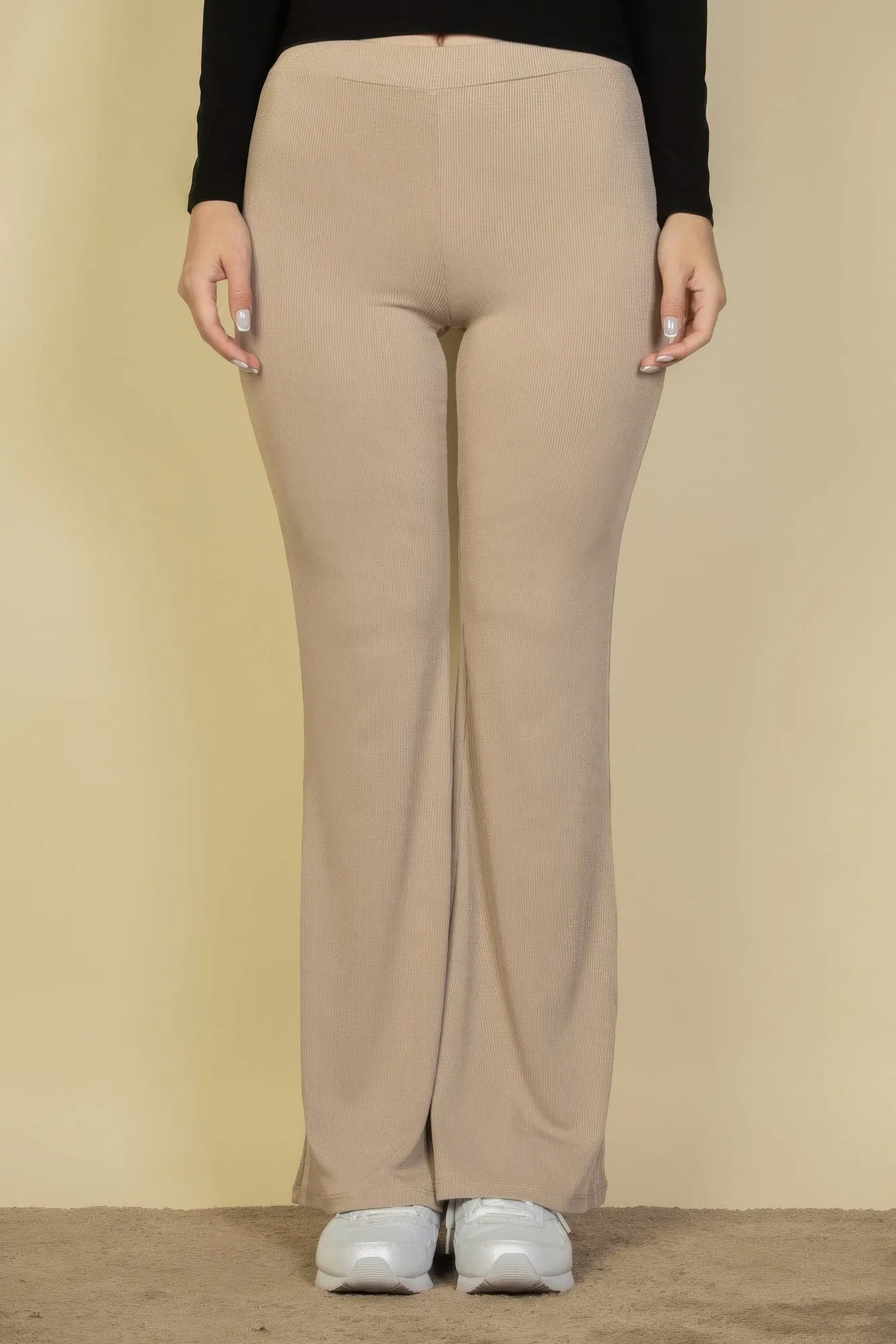 Solid Color High Waisted Flare Pants