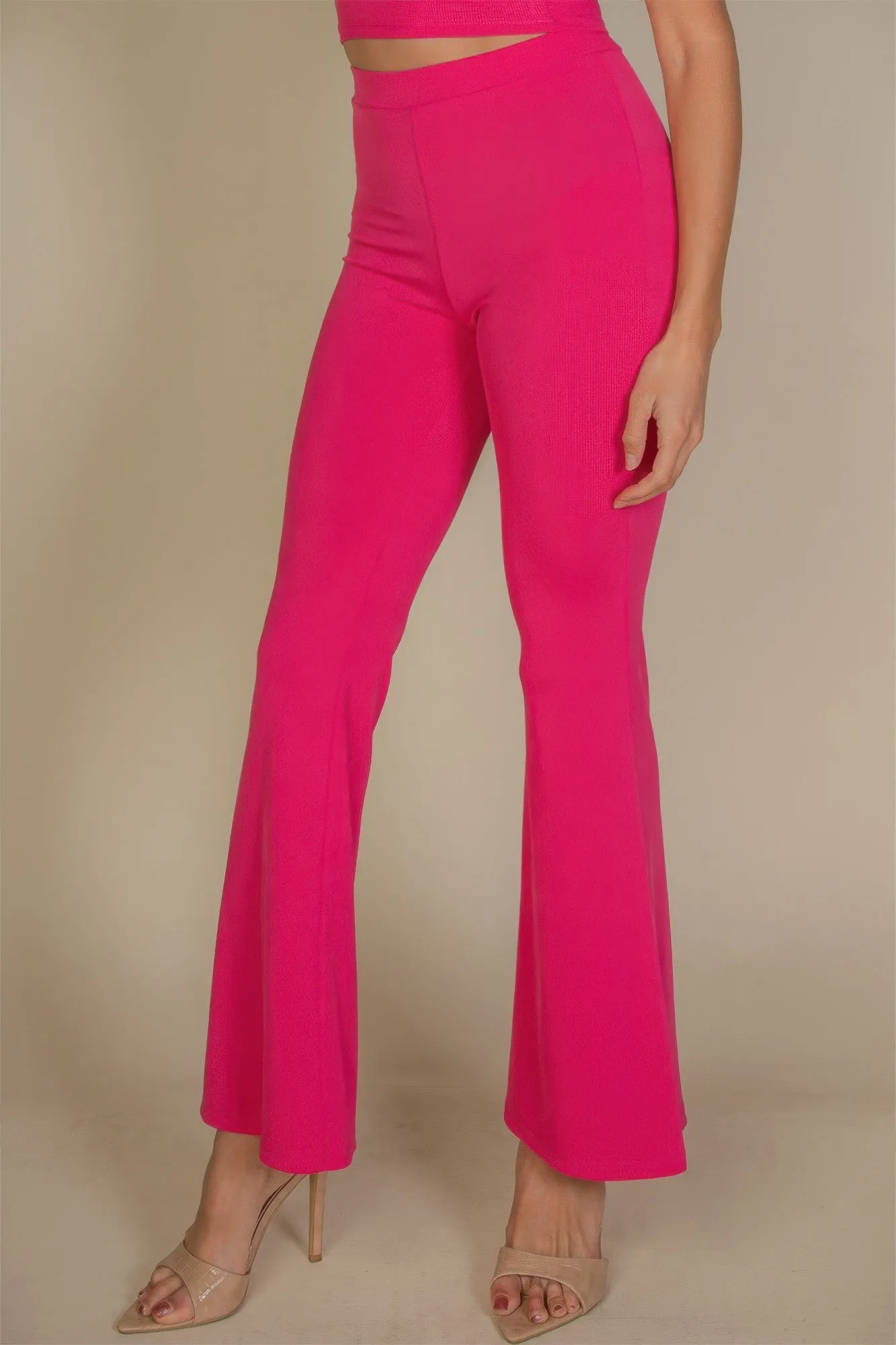 Solid Color High Waisted Flare Pants