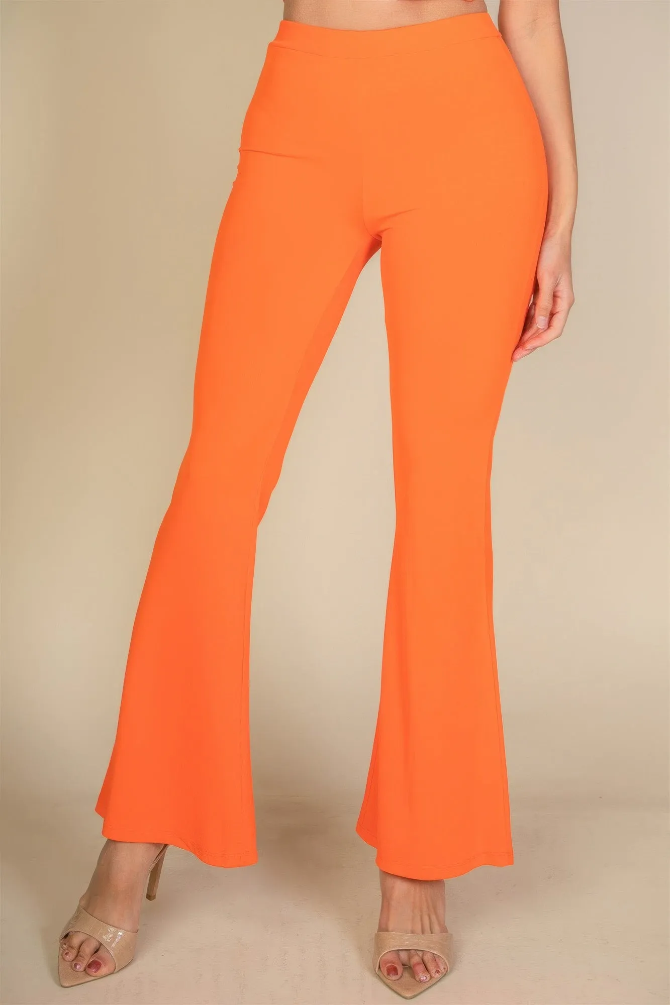 Solid Color High Waisted Flare Pants