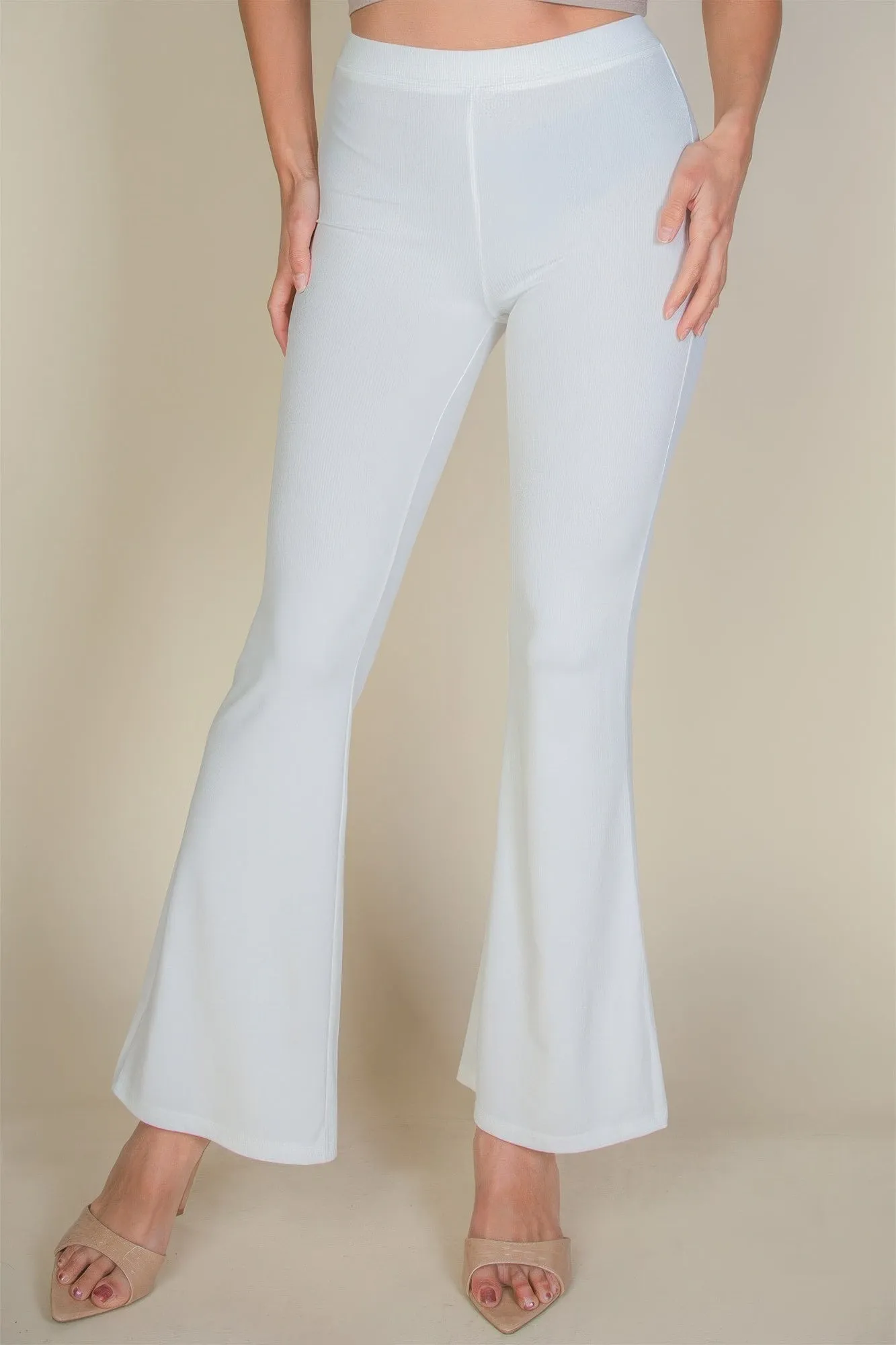 Solid Color High Waisted Flare Pants
